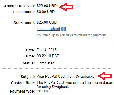 swagbucks paypal payment