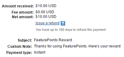 feature points app payment proof