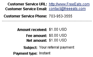 free eats referral program payment