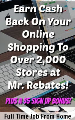 Learn How You Can Earn Cash Back For Your Online Purchases To Over 2,000 Stores At Mr. Rebates. They also offer a $5 Sign Up Bonus After Your First Purchase! Cash Out Once You Earn $10 via PayPal!