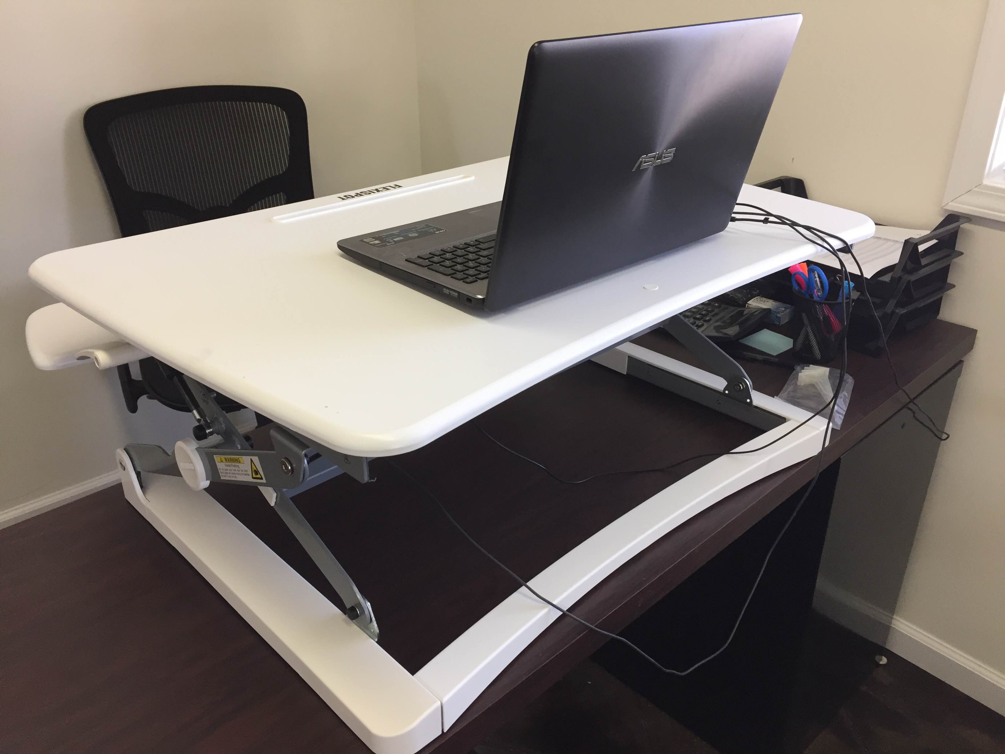 adjustable standing desk side view