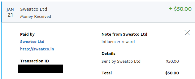 sweatcoin paypal payment