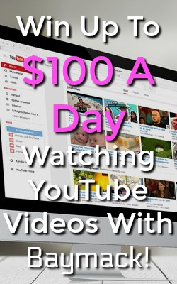 Did you know you could get paid to watch youtube videos? With Baymack you can earn lotto entries for watching and could win up to $100 daily!