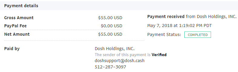 dosh app payment proof review