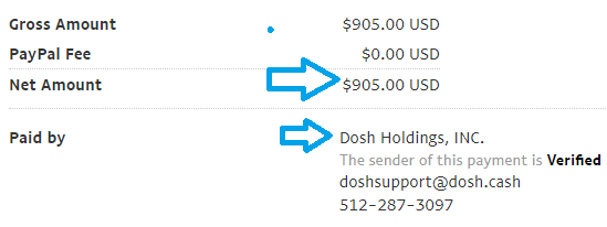 dosh app payment proof