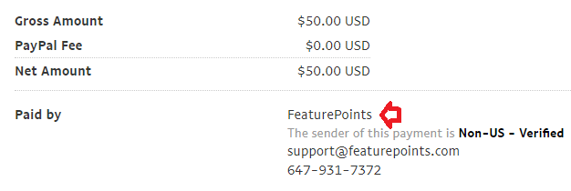 Featurepoints payment proof