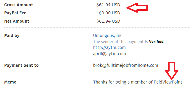 paid viewpoint payment proof