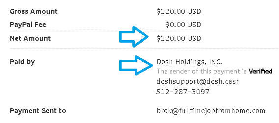 dosh app payment proof