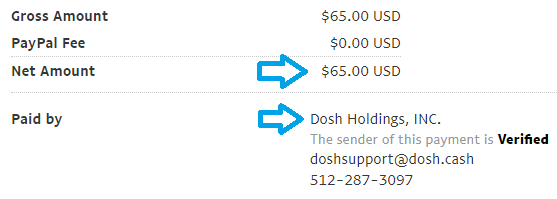 dosh app payment proof