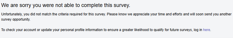 tgm surveys screened out of surveys