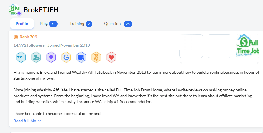Wealthy Affiliate Profile